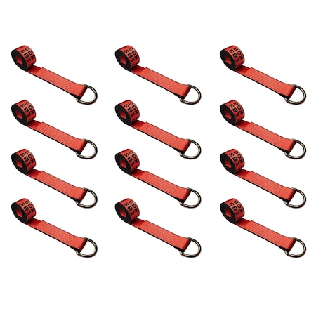 Tie 4 Safe 2" x 10' Lasso Strap w/ D Ring Auto Tie Down Wheel Lift Tow Truck Trailer, 12PK TWS21-510-W27-R-C-12